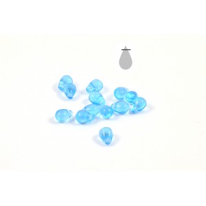 Goutte de verre 4x6mm bleu aquamarine transparent (paquet de 25)